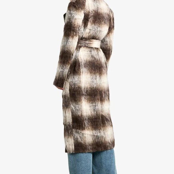 Brown Check Oversized Wool Coat - Picture 3 of 9